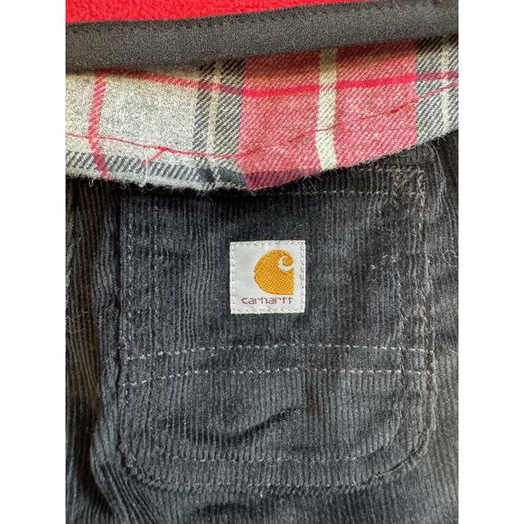 Carhartt Girls 3 Piece Corduroy Black Pants Pink Vest Flannel Plaid Top 3 Months - Picture 5 of 6